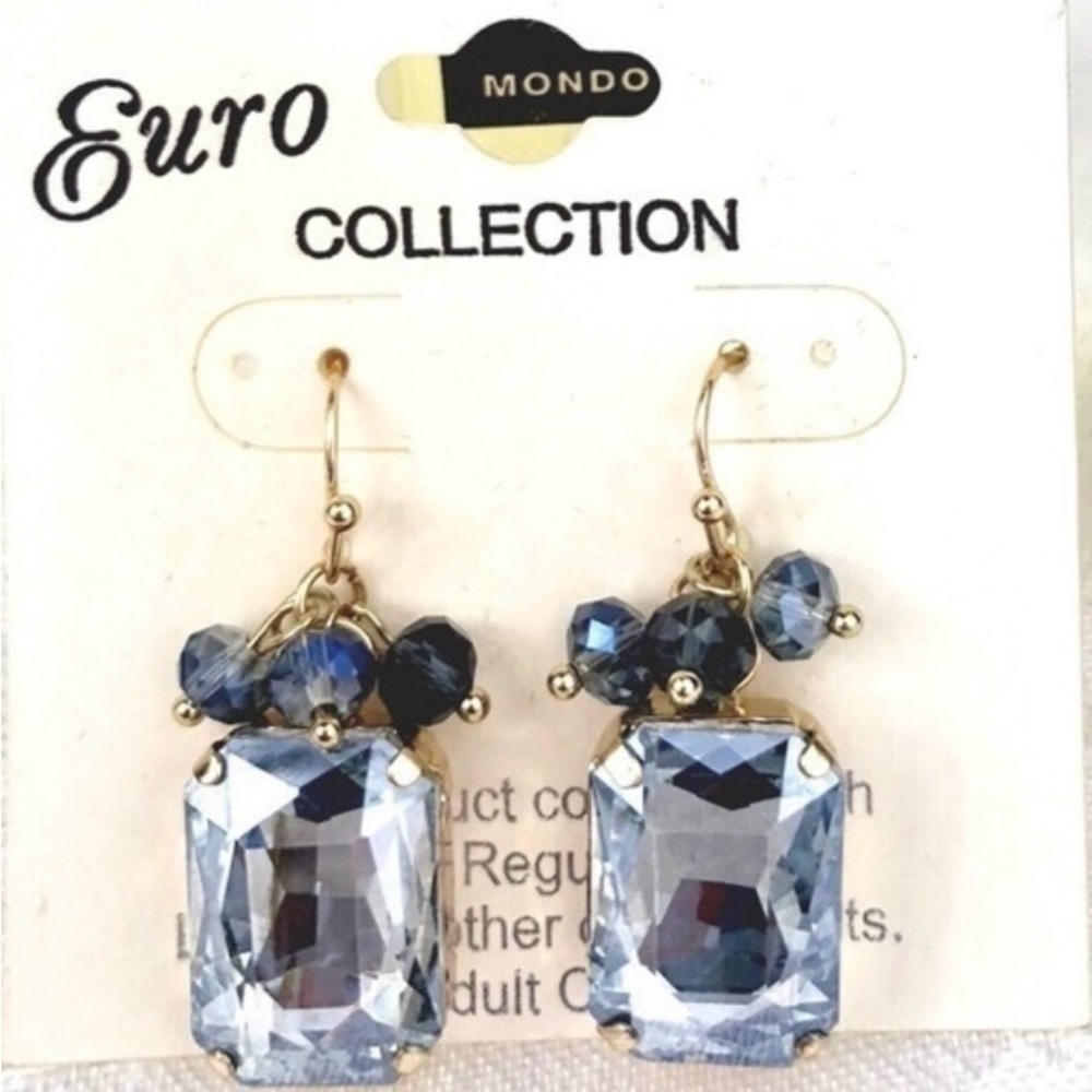 AQUA SQUARE LIGHTWEIGHT STATEMENT EARRINGS #204